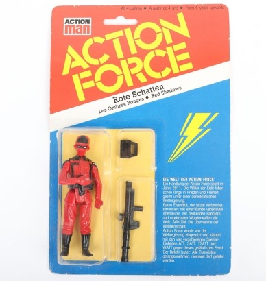 Scarce Vintage Action Force Die Terror Bande German Version Rote Schatten Red Shadow carded moc Action figure 1983 Palitoy,