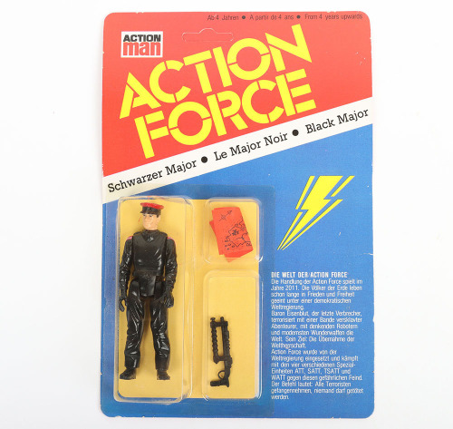 Scarce Vintage Action Force Die Terror Bande German Version Schwarzer Major Black Major carded moc Action figure 1983 Palitoy,