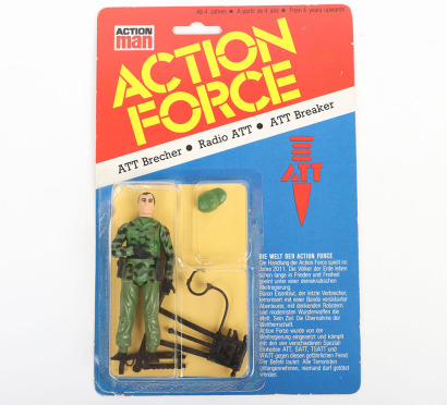 Scarce Vintage Action Force ATT German Version Brecher Z Force Radio Operator carded moc Action figure 1983 Palitoy,