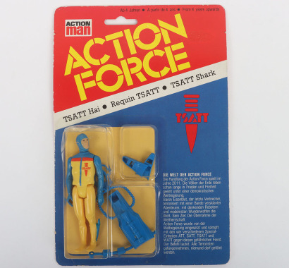 Scarce Vintage Action Force TSATT German Version Hai Q Force Aqua Trooper carded moc Action figure 1983 Palitoy,