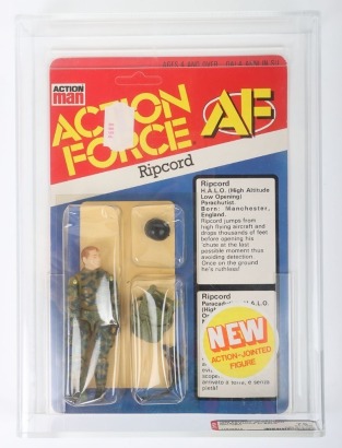 Vintage Action Force Graded AFA 75 Ex+/NM AF Ripcord Series 3 carded moc Action figure 1985 Palitoy Unpunched,