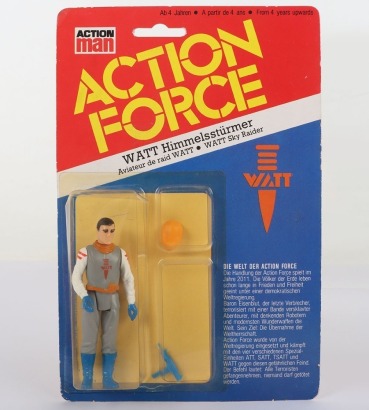 Scarce Vintage Action Force WATT German Version Himmelssturmer Space Force Commander carded moc Action figure 1983 Palitoy,