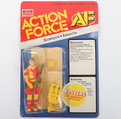 Scarce Vintage Action Force AF Blowtorch Series 3 carded moc Action figure 1985 Palitoy Unpunched,