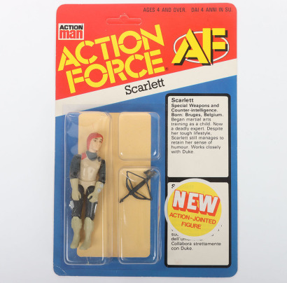 Scarce Vintage Action Force AF Scarlett Series 3 carded moc Action figure 1985 Palitoy Unpunched,