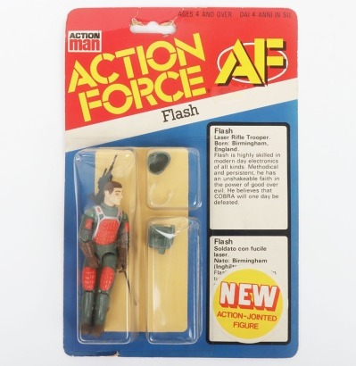 Scarce Vintage Action Force AF Flash Series 3 carded moc Action figure 1985 Palitoy,