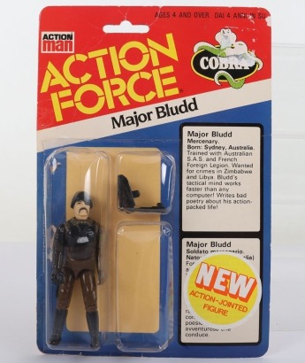 Scarce Vintage Action Force Cobra Major Bludd Series 3 carded moc Action figure 1985 Palitoy,