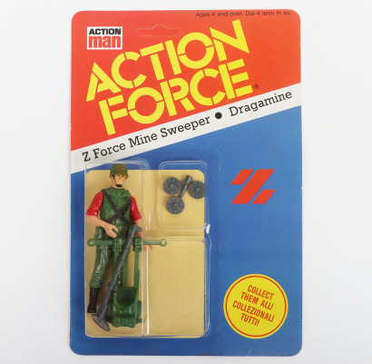 Scarce Vintage Action Force Z Force Mine Sweeper Series 2 carded moc Action figure 1984 Palitoy Unpunched,