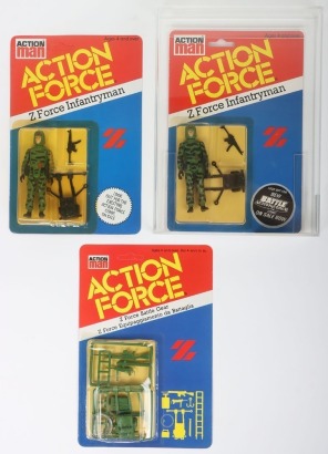 Three Vintage Action Force Z Force Series 2 carded moc Action figures 1983 Palitoy,