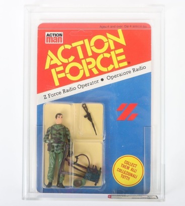 Vintage Action Force Z Force Radio Operator Graded AFA 80 NM Series 2 carded moc Action figure 1983 Palitoy Unpunched,