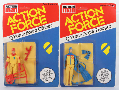 Two Vintage Action Force Q Force Action Figures Series 2 carded moc 1983 Palitoy,