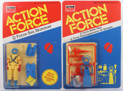 Two Vintage Action Force Q Force Action Figures Series 2 carded moc 1983 Palitoy,