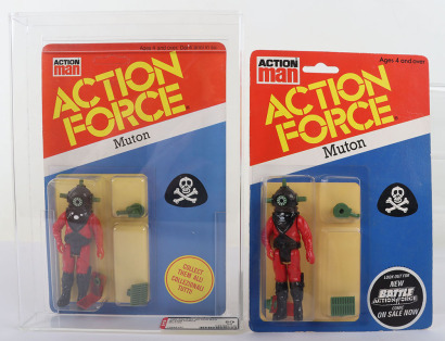 Two Vintage Action Force Red Shadows Muton Action Figures Series 2 carded moc 1983 Palitoy,