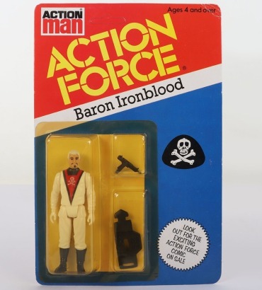 Vintage Action Force Red Shadows Baron Ironblood Series 2 carded moc Action figure 1983 Palitoy Unpunched,