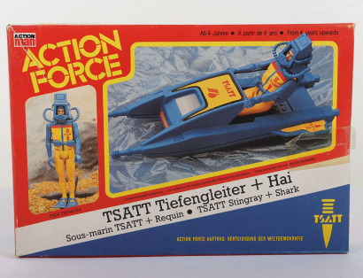 Vintage Action Force Q Force German Version TSATT Tiefengleiter with Hai figure Vehicle Unused boxed Palitoy.