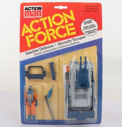 Vintage Action Force Space Force Satellite Defence and Security Trooper Action Figure moc Palitoy 1983.