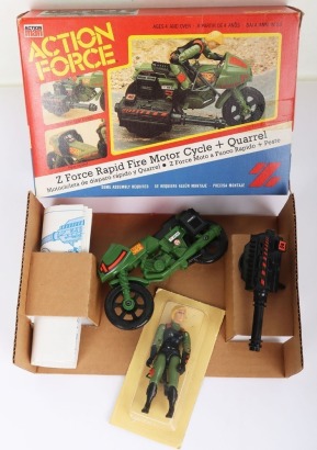 Vintage Action Force Z Force Rapid Fire Motorcycle Vehicle with Quarrel action figure boxed Palitoy.