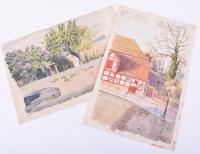 Pair of Watercolour Paintings by Major M Champion Jones Prisoner of War in Oflag IX-A/H