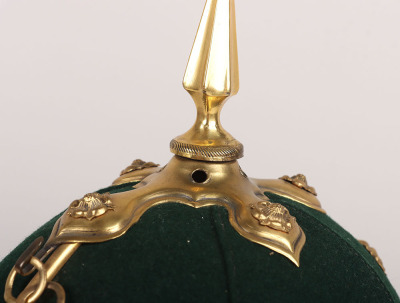 Royal Marine Light Infantry Officers 1878 pattern Green Cloth Helmet, with standard gilt mounts - 11