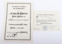WW2 German Third Reich Award Citation Pair