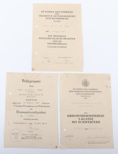 WW2 German Award Citation Group of Three