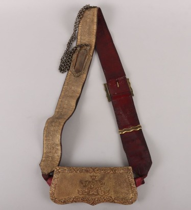 The 9th (Queen&rsquo;s Royal) Lancers Officers Full Dress Shoulder Belt Pouch and Belt