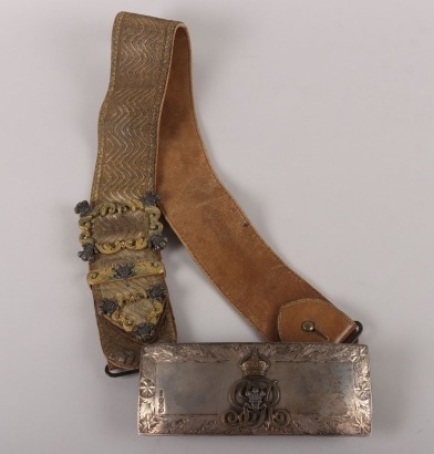 3rd Carabiniers (Prince of Wales&rsquo; Dragoon Guards) Post 1910 Silver Officers Flap Pouch and Belt