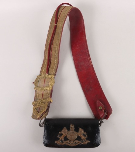Household Cavalry Officers Black Leather Flap Pouch