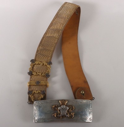 3rd (Prince of Wales&rsquo;) Dragoon Guards Officers Silver Flap Pouch and Shoulder Belt