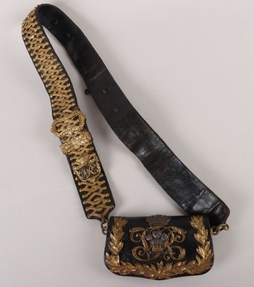 10th (Prince of Wales&rsquo; Own Royal Regiment of Light Dragoons) Hussars Officers Black Leather Pouch
