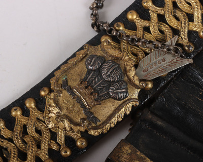10th (Prince of Wales&rsquo; Own Royal Regiment of Light Dragoons) Hussars Officers Black Leather Pouch - 9