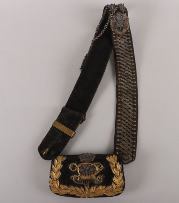 10th (Prince of Wales&rsquo; Own Royal Regiment of Light Dragoons) Hussars Officers Black Leather Pouch