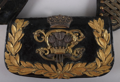 10th (Prince of Wales&rsquo; Own Royal Regiment of Light Dragoons) Hussars Officers Black Leather Pouch - 2