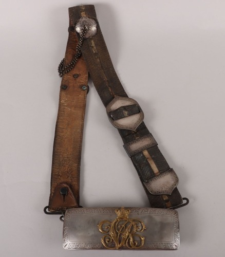 13th Light Dragoons Officers Silver Flap Pouch and Belt 1837-55