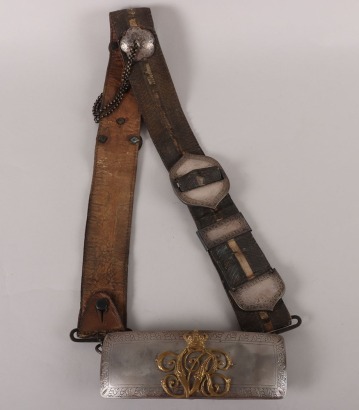 13th Light Dragoons Officers Silver Flap Pouch and Belt 1837-55