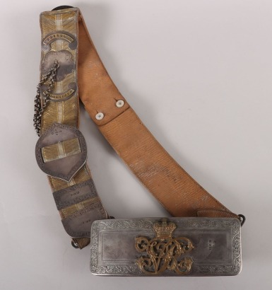 13th Hussars Officers Hallmarked Silver Flap Pouch and Shoulder Belt Post 1861