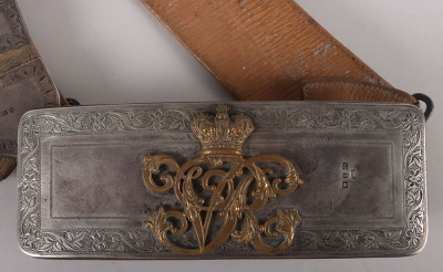 13th Hussars Officers Hallmarked Silver Flap Pouch and Shoulder Belt Post 1861 - 2