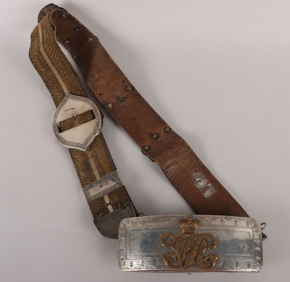 13th Hussars Officers Hallmarked Silver Flap Pouch and Shoulder Belt Post 1861