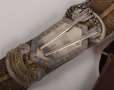 13th Hussars Officers Hallmarked Silver Flap Pouch and Shoulder Belt Post 1861 - 16