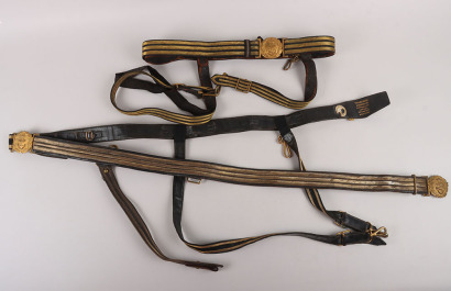 Two Royal Navy Post 1902 Senior Officers Waist Belts