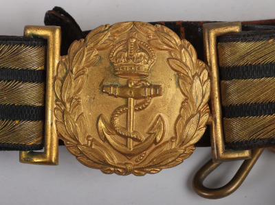 Two Royal Navy Post 1902 Senior Officers Waist Belts - 3