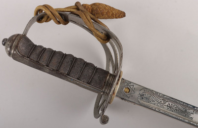 An 1854 Pattern George 5th Coldstream Guards Officers Sword of Brigadier L. M. Biggs CVO, DSO, MC & bar, - 3