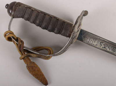 An 1854 Pattern George 5th Coldstream Guards Officers Sword of Brigadier L. M. Biggs CVO, DSO, MC & bar, - 4