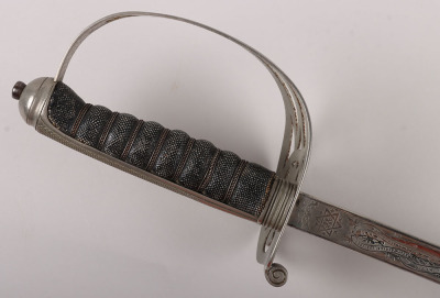 An 1854 Pattern George 5th Coldstream Guards Officers piquet weight sword of Brigadier L. M. Biggs CVO, DSO, MC & bar - 3