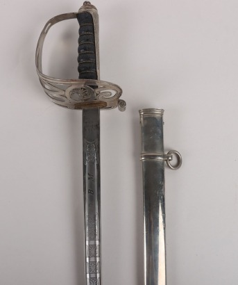 An 1854 Pattern George 5th Welsh Guards Officers Sword of 2nd Lieutenant David Bernard Morgan