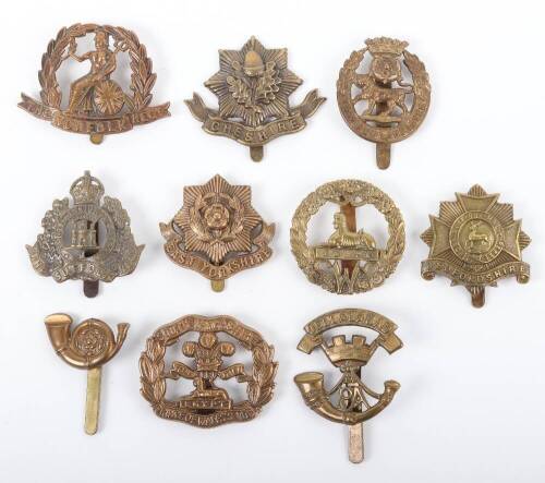 10x WW1 War Economy All Brass Cap Badges