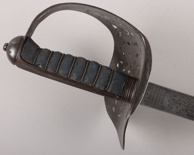 An 1897 pattern regimental pattern Infantry Officers sword of Brigadier-General James Foster Riddell, 3/5th Northumberland Fusiliers, KIA St. Julien 26th April 1915, by HENRY WILKINSON PALL MALL LONDON - 3
