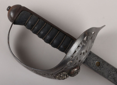 An 1897 pattern regimental pattern Infantry Officers sword of Brigadier-General James Foster Riddell, 3/5th Northumberland Fusiliers, KIA St. Julien 26th April 1915, by HENRY WILKINSON PALL MALL LONDON - 4