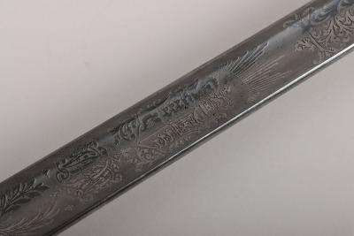 An 1897 pattern regimental pattern Infantry Officers sword of Brigadier-General James Foster Riddell, 3/5th Northumberland Fusiliers, KIA St. Julien 26th April 1915, by HENRY WILKINSON PALL MALL LONDON - 9