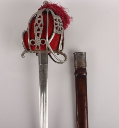 A Victorian Scottish military basket hilt broadsword