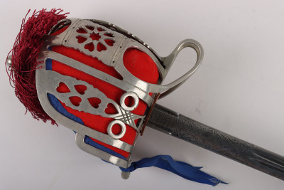 A George 5th Officers Scottish basket hilt broadsword of the Royal Scots Fusiliers by HENRY WILKINSON PALL MALL LONDON No.58263 - 3